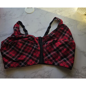 Comfort Choice Women Wireless Front Closure Plaid Bra 42G 27-0148-9